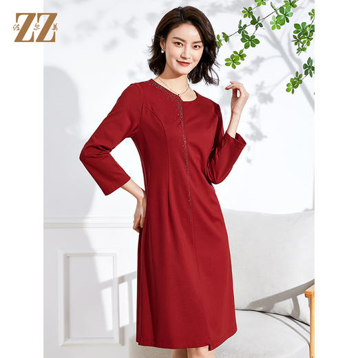 佐尔美2022春夏新款 9分袖气质收腰连衣裙中长女E11LL22 商品图2