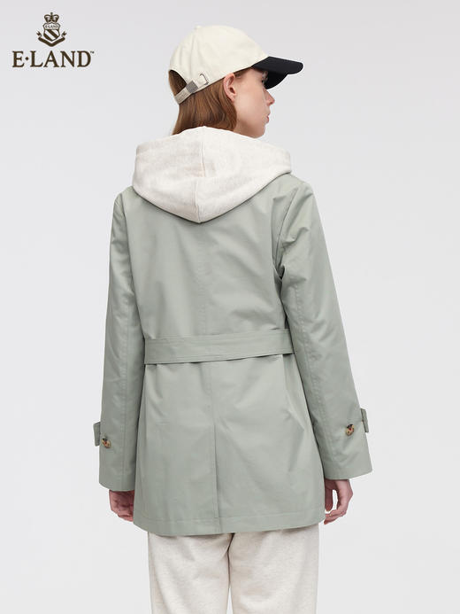 ELAND衣恋2022年春季新款简约百搭小清新双排扣腰带西装领风衣女EEJTC12H1C 商品图2