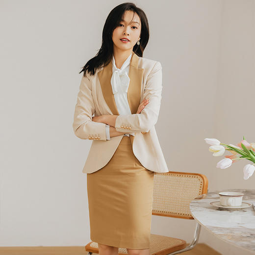 春秋职业装气质女神范套装时尚长袖西装外套轻熟风套裙正装 商品图2