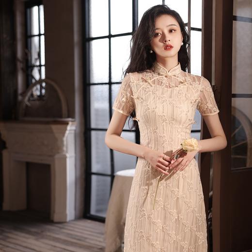 【清馨】高档水溶蕾丝面料修身旗袍  YG2034 商品图3