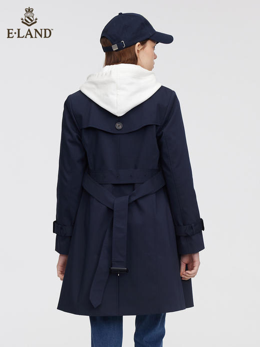 ELAND衣恋2022年春季新款简约显瘦纯色双排扣腰带中长款风衣女EEJTC12H2C 商品图1