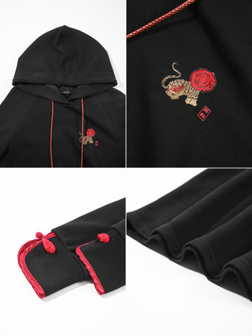 Lagogo2022新款连帽黑色插肩袖连衣裙女春季学院风LALL731C61 商品图2