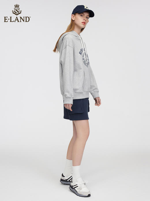 ELAND衣恋2022年春季新款简约宽松ins风印花连帽抽绳套头卫衣女EEMTC12Q1N 商品图1