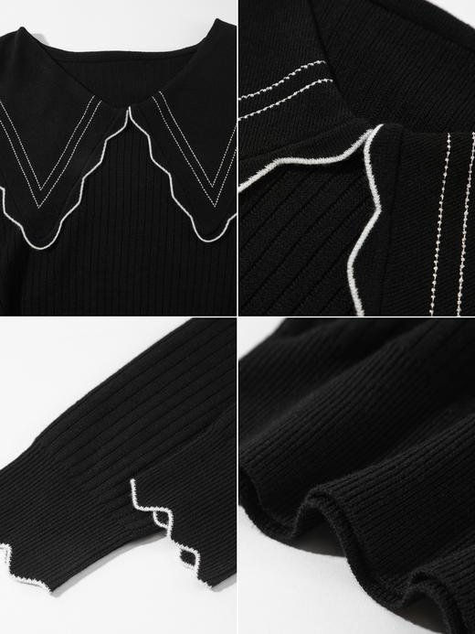 Lagogo拉谷谷2022春季新款海军领网纱连衣裙两件套女拼接松紧淑女LALL851C57 商品图2