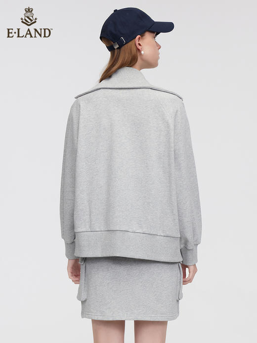 ELAND衣恋2022年春季新款运动风半开纯色“Q”休闲长袖拉链外套女EEMTC12Q2N 商品图2