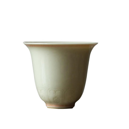 茶香记 红釉双线禅意刻花品杯40ml陶瓷茶杯浮雕立体小巧典雅聚香 商品图4