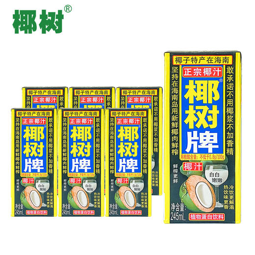 椰树 椰汁正宗椰树牌椰子汁饮料 六连包 245ml*6盒/组 植物蛋白饮料 商品图0