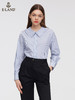 ELAND衣恋2022年春季新款小众设计感别致荷叶边职业条纹衬衫女EEBWC12H2M 商品缩略图0