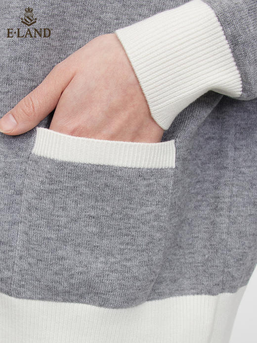 ELAND衣恋2022年春季新款小众洋气别致中长款针织开衫毛衣外套女EECKC12Q2N 商品图3