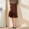 剩S 米思阳2024秋季新款通勤休闲深咖色半身裙扣子点缀a字直筒裙0787 商品缩略图1