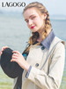 Lagogo拉谷谷2022春季新款翻领中长款双排扣灰驼色风衣女修身外套 LAFF232C43 商品缩略图2