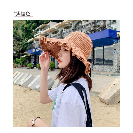 【限时折扣】新款可折叠防晒帽（卡其色/粉色/焦糖色/米色/花边灰色） 商品图1