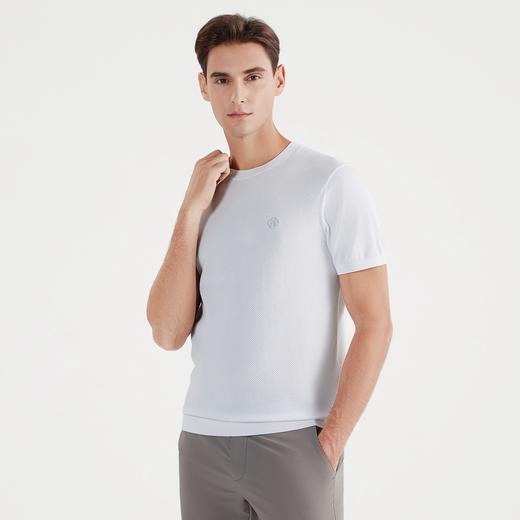 【中华立领】柒牌短袖t恤男时尚休闲百搭青年夏季薄款菠萝纹圆领体恤上衣	122T71630 商品图1