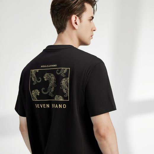 柒牌短袖t恤男夏季新款虎年刺绣时尚休闲纯棉宽松圆领体恤衫	122T71320 商品图3