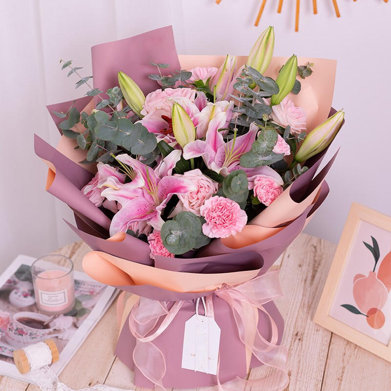 33朵康乃馨混搭韩式花束送妈妈老师领导长辈节日感恩母亲节圣诞节