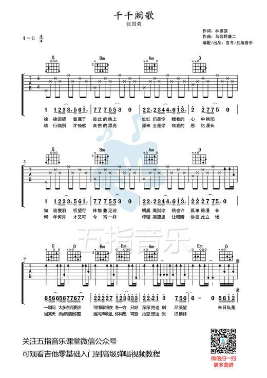 吉他谱：张国荣《千千阙歌》 商品图0