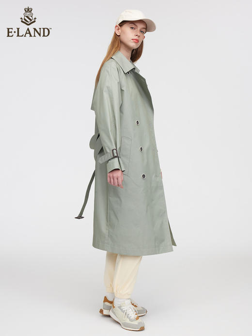 ELAND衣恋2022年春季新款气质薄荷色翻领双排扣可拆腰带风衣女EEJTC12H4B 商品图1