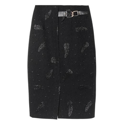 剩S 米思阳2024秋季新款时尚设计感修身显瘦包臀裙提花黑色半身裙0003 商品图4