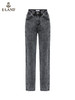 ELAND衣恋2022年春季新款简约修身裤脚设计感开衩纯色牛仔长裤女EETJC12H1M 商品缩略图4