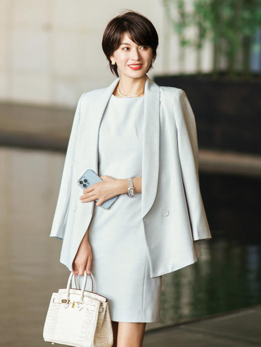 高级感西装外套女春季两件套名媛连衣裙正装气质套裙 商品图1