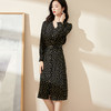 剩M 米思阳2024秋季新款时尚气质印花长袖连衣裙单排扣V领中长裙0493 商品缩略图3