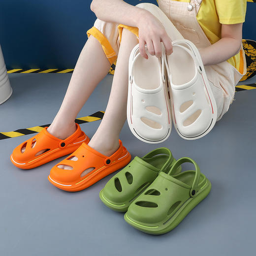 【一鞋两穿 踩屎气垫感】男女室内/外防滑洞洞鞋 久穿耐磨 防撞鞋头 透气夏季防臭拖鞋 柔韧有型灵活弯曲 商品图0