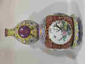 张洁:珐琅彩开窗四季花鸟镂空转心葫芦瓶