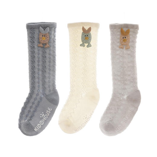 【3双装 轻薄透气 防滑防蚊】春夏薄款网眼婴儿袜子新生儿宝宝长筒袜儿童中筒袜棉袜男童女童 商品图8