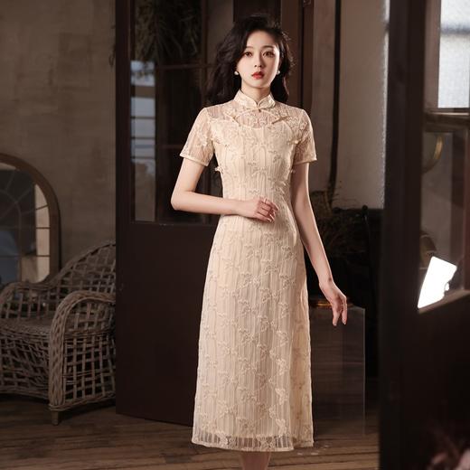 【清馨】高档水溶蕾丝面料修身旗袍  YG2034 商品图1