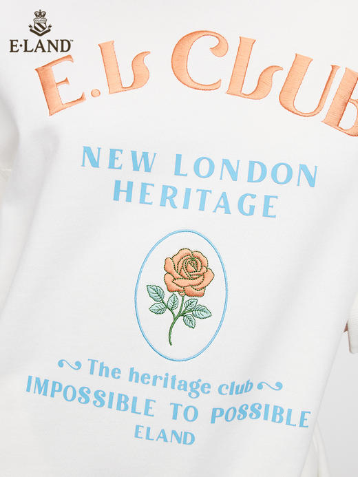 ELAND衣恋2022年春季新款简约字母印花玫瑰刺绣圆领套头卫衣女EEMTC12Q3N 商品图3