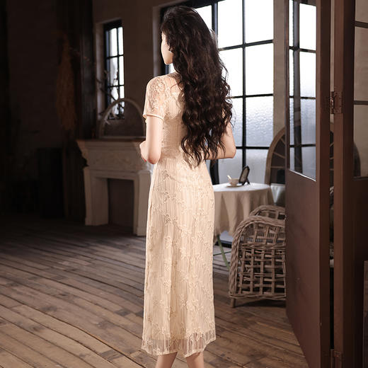 【清馨】高档水溶蕾丝面料修身旗袍  YG2034 商品图4