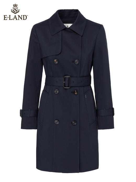 ELAND衣恋2022年春季新款简约显瘦纯色双排扣腰带中长款风衣女EEJTC12H2C 商品图2