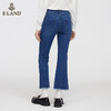 ELAND衣恋2022年春季复古港风裤脚毛边显瘦喇叭纯色牛仔裤女EETJC12H2M 商品缩略图1