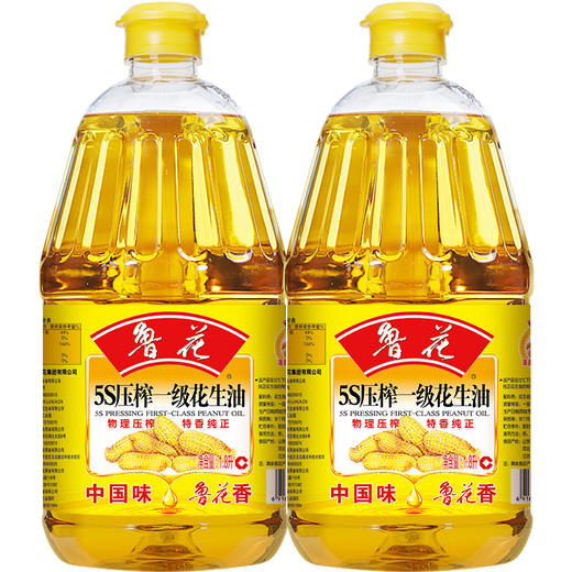 鲁花 食用油 5S 物理压榨 压榨一级 花生油（礼盒）1.8L*2 商品图1