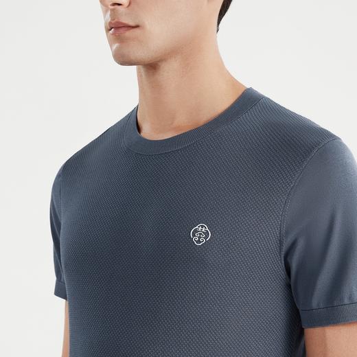 【中华立领】柒牌短袖t恤男时尚休闲百搭青年夏季薄款菠萝纹圆领体恤上衣	122T71630 商品图2