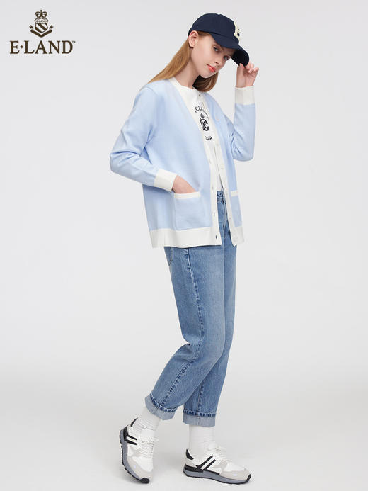 ELAND衣恋2022年春季新款小众洋气别致中长款针织开衫毛衣外套女EECKC12Q2N 商品图1