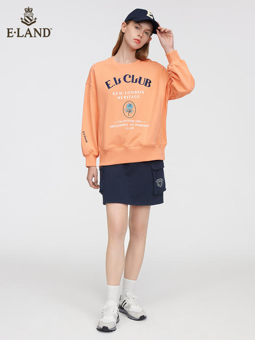 ELAND衣恋2022年春季新款简约字母印花玫瑰刺绣圆领套头卫衣女EEMTC12Q3N 商品图1