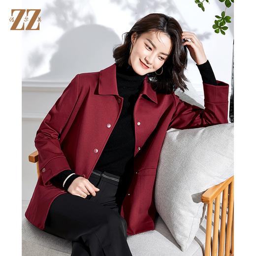 佐尔美2022春季新款气质时尚百搭针织卡其色红色休闲上衣E11FZ14 商品图2