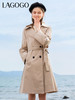 Lagogo拉谷谷2022年春季新款西装领双排扣中长款修身风衣女插肩袖LAFF332A49 商品缩略图1