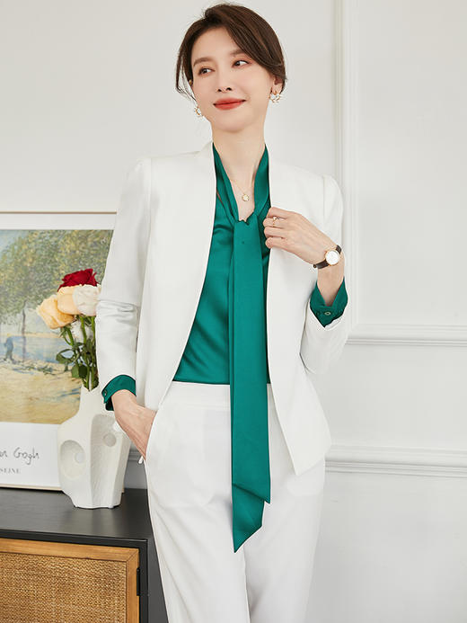 白色西装套装女秋冬职业正装面试套裙时尚气质高端酒店经理工作服 商品图1