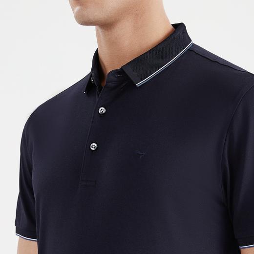 【含桑蚕丝】柒牌男士短袖polo衫夏季薄款撞色翻领休闲保罗衫	122T70130 商品图2