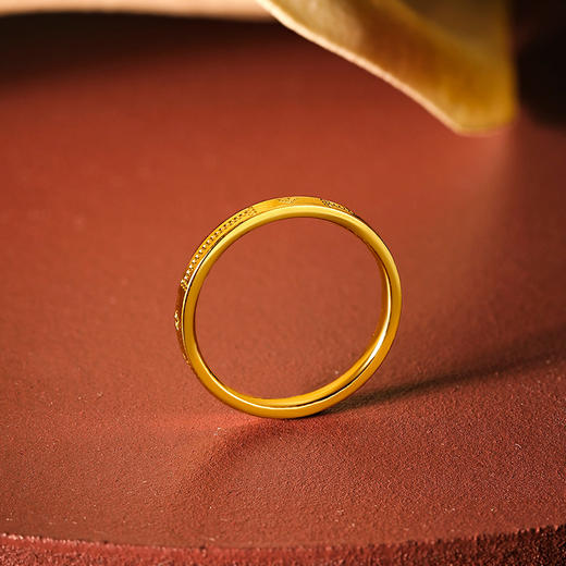 周六福黄金戒指男女5G足金念思爱爱心足金计价无极金尾戒官方正品 商品图2