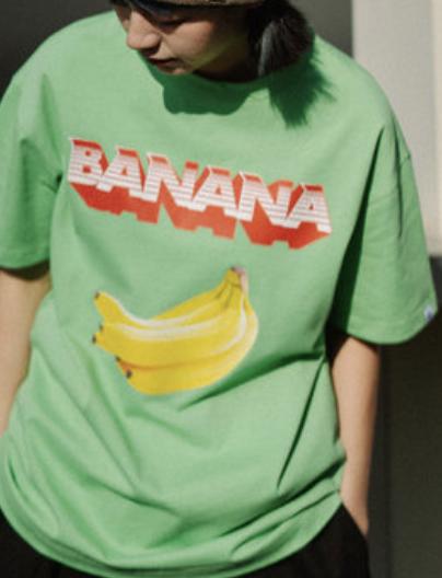 PROS/Y324绿色果园香蕉字母印花T恤 商品图0