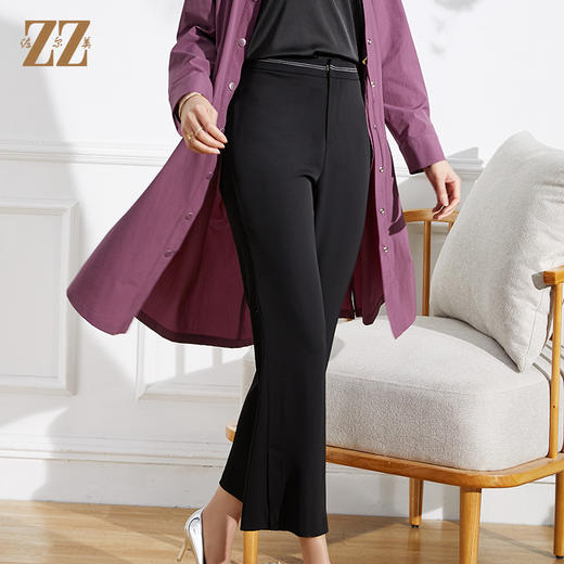 佐尔美春季新款 气质宽松直筒黑色长裤女E12KC119 商品图3