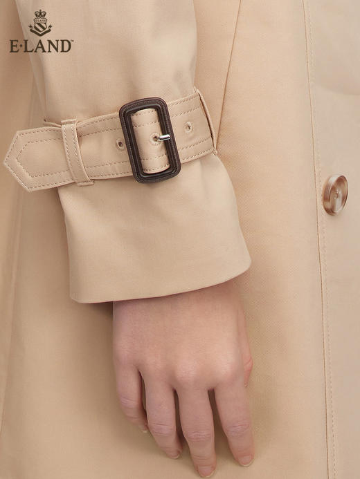 ELAND衣恋2022年春季新款简约显瘦纯色双排扣腰带中长款风衣女EEJTC12H2C 商品图3