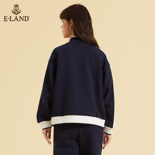 ELAND衣恋2022年春季新款甜酷藏青色撞色立领拉链运动卫衣女EEMTC12E3B 商品图1