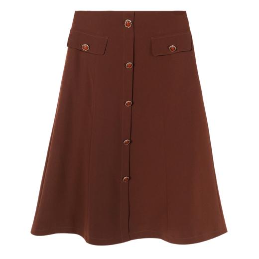 剩S 米思阳2024秋季新款通勤休闲深咖色半身裙扣子点缀a字直筒裙0787 商品图4