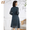 佐尔美春夏新款 蕾丝镂空领9分袖收腰小碎花中长连衣裙女E11LL23 商品缩略图4