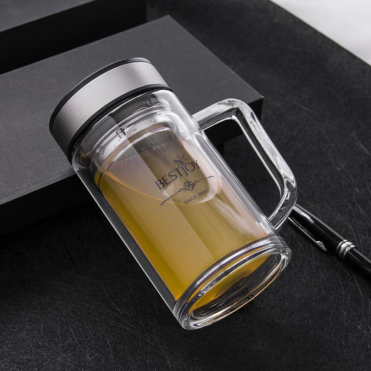 富光拾喜 高硼硅双层办公杯 家用办公茶水杯 350ml BEST06-2010 商品图0