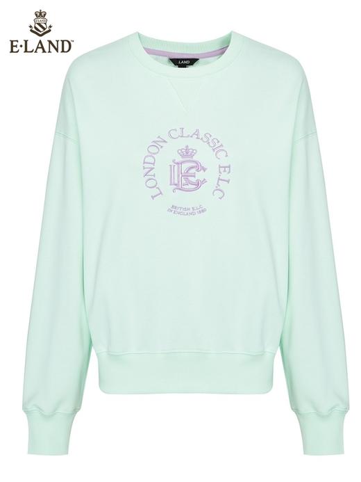 ELAND衣恋2022年春季新款小众洋气宽松设计感字母徽章圆领卫衣女EEMTC12E4M 商品图4